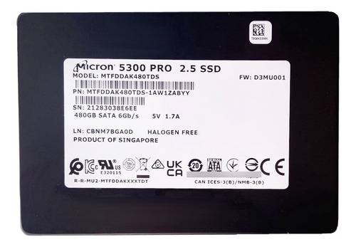 Ssd Micron 480gb 6gb Sata 2,5 Mtfddak480tds-1awzabyy @