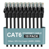 Apojodly Cable Ethernet Cat6 De 1 Pie, Paquete De 10 Unidade