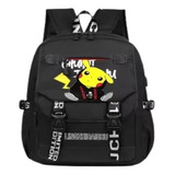 Mochila Escolar Pikachu Unisex C/ Porta Duo Usb+fone