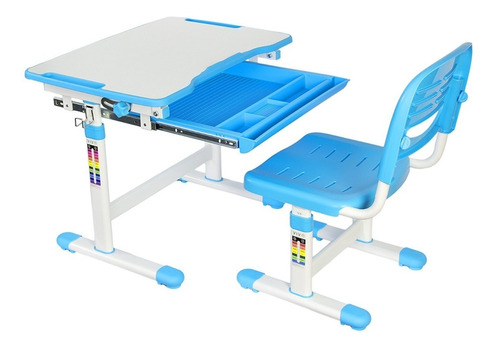 Escritorio Y Silla Infantil Ergonómico Epachamo Niños Azul