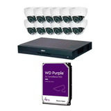 Kit Nvr 8mp 16 Canales + 12 Camaras Ip Domo + Disco De 4tb