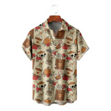 Camisa Hawaiana Unisex Retro Con Diseño De Calavera, Camisa