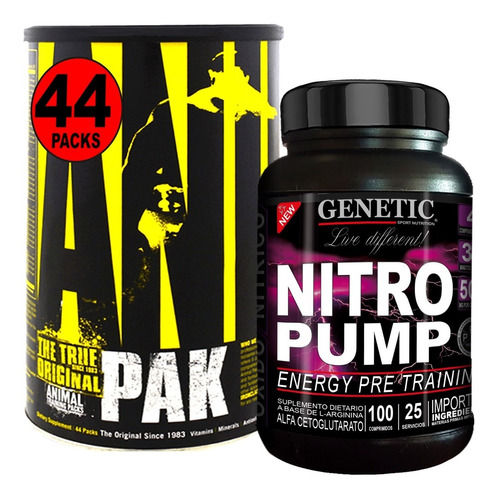 N°1 Fuerza Potencia Animal Pak + Arginina Nitro Pump Genetic