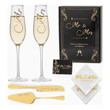 Kit 2 Copas Boda Brindis Novios Dorado Grabadas Con Servidor