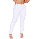 Calça Branca Feminina Skinny Cintura Alta Com Lycra Bumbum