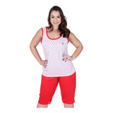 Kit 2 Pijama De Calor Camiseta Com Calça Curta Bermudão Pescador Feminino Idoso Confortável