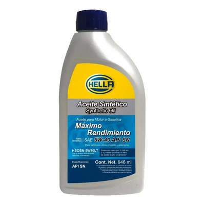 Aceite Motor 5w40 100% Sintetico Api Sm 946ml Hella | MercadoLibre