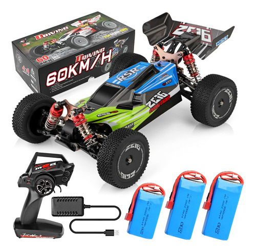 Carro De Carrera A Control Remoto Sjrc 60km/h 144001 Wltoys Cars B 1:14 Verde