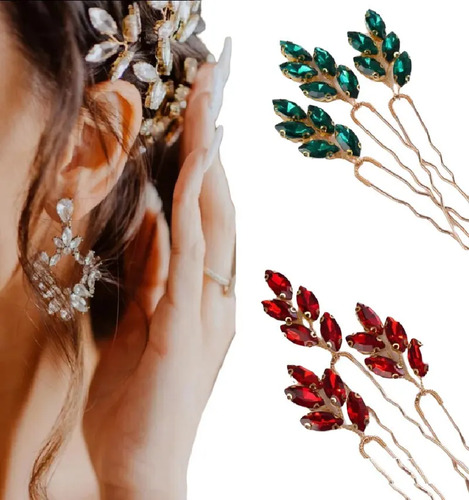 Tocado Horquillas Tiara Pasador Cristales Novia Xv Set 3 Pza