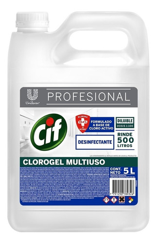 Limpiador Multiuso Cif Cloro En Gel X5 Litros