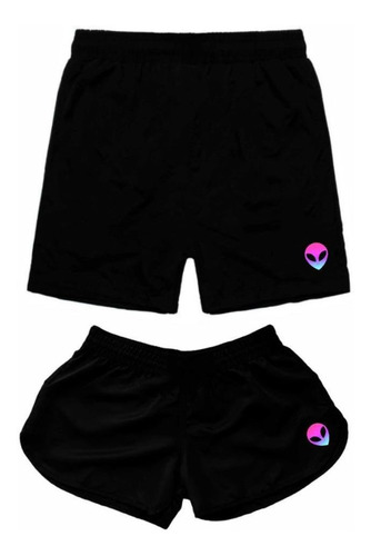 Conjunto De Casal Kit Com 2 Shorts Tactel Moda Praia Viagem