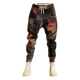 Pantalones Cargo Hombre Casual Hip Hop Con Color De Empalme