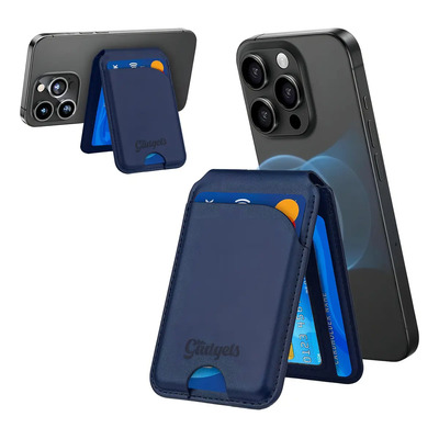 Cartera Wallet Deluxe Billetera Soporte Para iPhone Magsafe Color Azul Marino