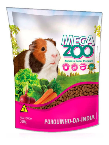  Ração Super Premium Para Porquinho Da Índia 500g Megazoo