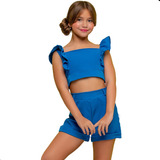 Conjunto Azul Moda Blogueira Infantil