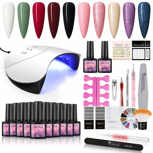 10 Colores De Uñas Gel Kit Esmalte Con El Clavo 36w Lu...