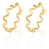 Brinco Rommanel Folheado A Ouro 18k Em Ondas 526783