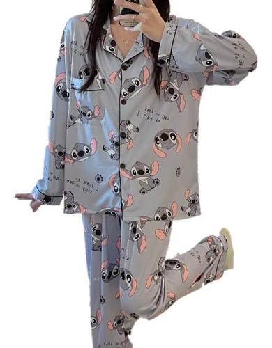 Pijama Femenino De Primavera Y Otoño Lindo Anime Stitch Cute