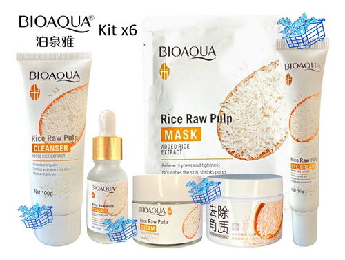 Kit Facial Arroz Bioaqua X6 - mL a $69