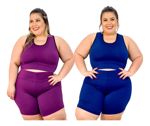 Kit 2 Conjuntos Fitness Plus Size Academia Roupa Ginástica 