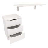  Mesa De Parede Dobrável + Gaveteiro Minimalista Para Office