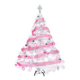 Arbol Navidad Blanco Montañes Deluxe 1.50m + Deco Kit Rosa 