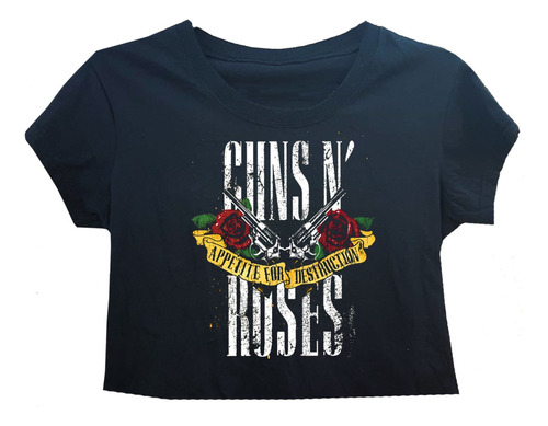 Remera Corta Top Crop Guns And Roses