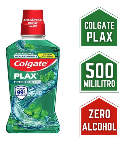 Enjuague Bucal Colgate Plax Fresh Mint 500 Ml Zero Alcohol