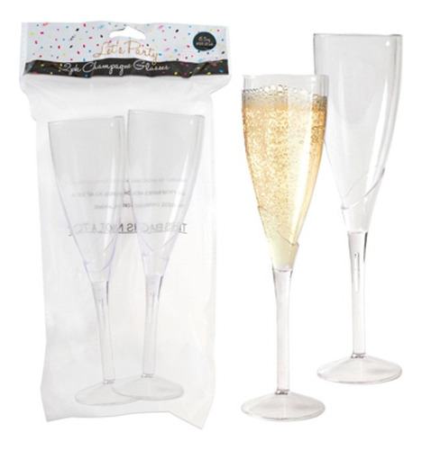 Copa Flauta Para Champagne Plástico Transparente 195ml 2pack