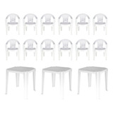 Combo 3 Mesas Tambaú + 12 Cadeiras Branca Iguapé Tramontina