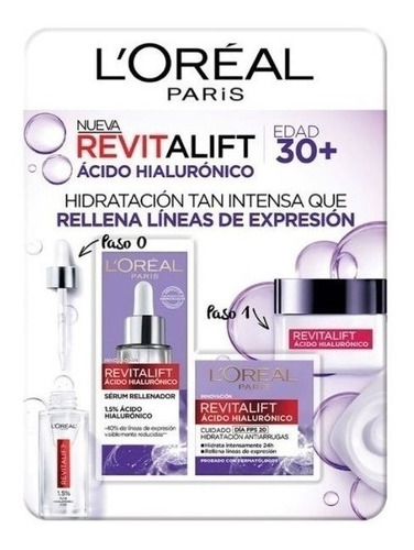  Kit Facial Antiarrugas Acido Hialuronico Loreal Revitalift 