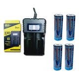 Baterias 18650 4 Unidades +carregador Duplo 3,7/4,2v 8800mah