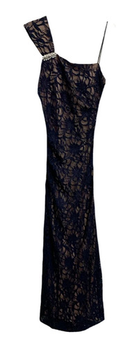 Vestido De Festa Azul Marinho Com Glitter Da Nightway -tam M