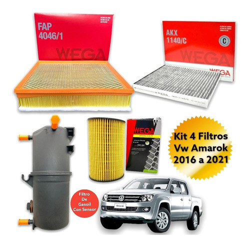 Kit Filtros Vw Amarok 2.0 2016 2017 2018 2019 2020 2021 2022