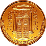 Argentina Moneda Banco Central Año 2010 Bañada Con Oro 24k 