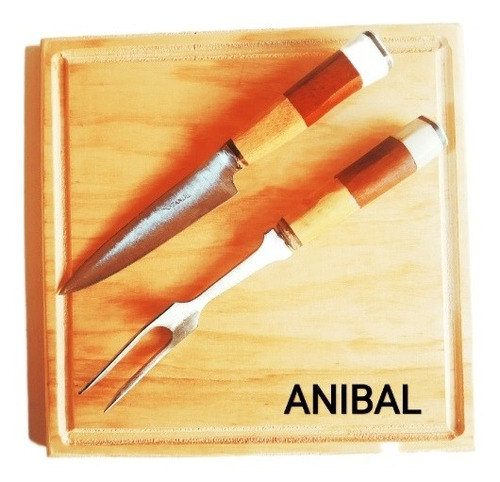 Kit Parrillero Juego Asador Tabla Madera Personalizada Logo