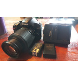 Nikon D3200 Con Lente Nikkor 55-200. Dos Baterías, Cargador 