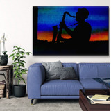 Cuadro Canva Decorativo Saxofonista 90x60 Cm