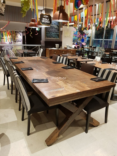 Mesa De Comedor Madera Maciza Pinotea Roble 3 Metros