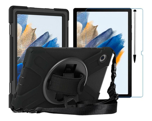 Case Para Galaxy Tab A8 X200 X205 + Alça + Película + Caneta