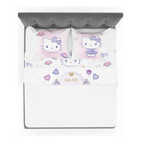 Juego De Sábanas Matrimoniales De 4 Pzs. - Providencia Color Lavanda Diseño De La Tela Hello Kitty