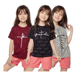 Kit 3 Camisetas Juvenil Moda Gospel Meninas Pronta Entrega