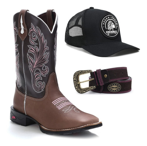 Kit Cowgirl Texana Cinto Bone Country Bota Feminina Montaria