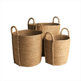 Canastos Seagrass Set X 3 Organizadores Lavado Baño Deco