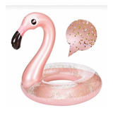 Boia Flamingo Rose C/ Glitter Grande Piscina Inflável 90cm