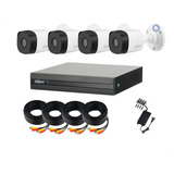 Kit Cctv 4 Cámaras 720p Dahua Cables 20 Mts Fuente 1 Mpx