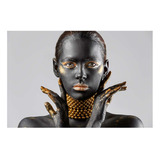 Vinilo 80x120cm Mujer Oro Mostrando Las Manos Maquillaje