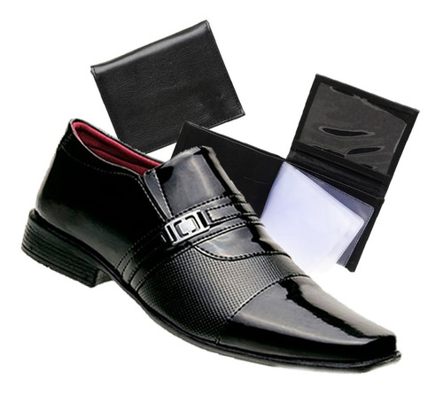 Sapato Social Masculino Verniz + Brinde Carteira Ref- 839 C1