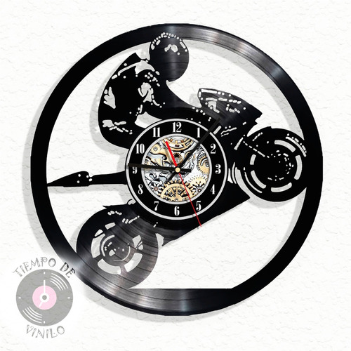Reloj De Pared Elaborado En Disco Lp Ref. Moto Gp