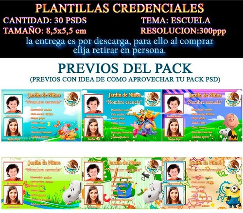 30 Plantillas Credenciales Infantiles Psd Editables